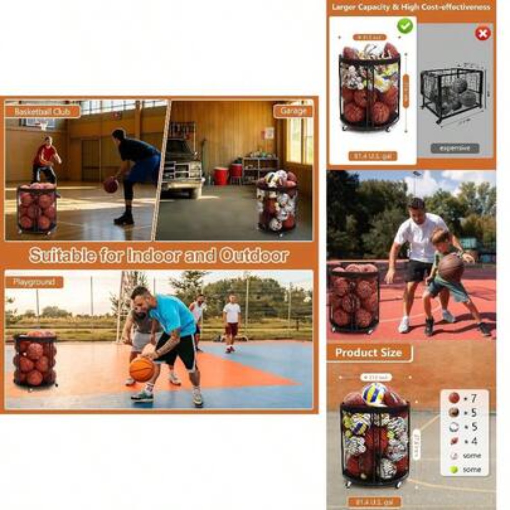 Sports Equipment Basketball - Troli Penyimpanan Bola Tahan Banting untuk