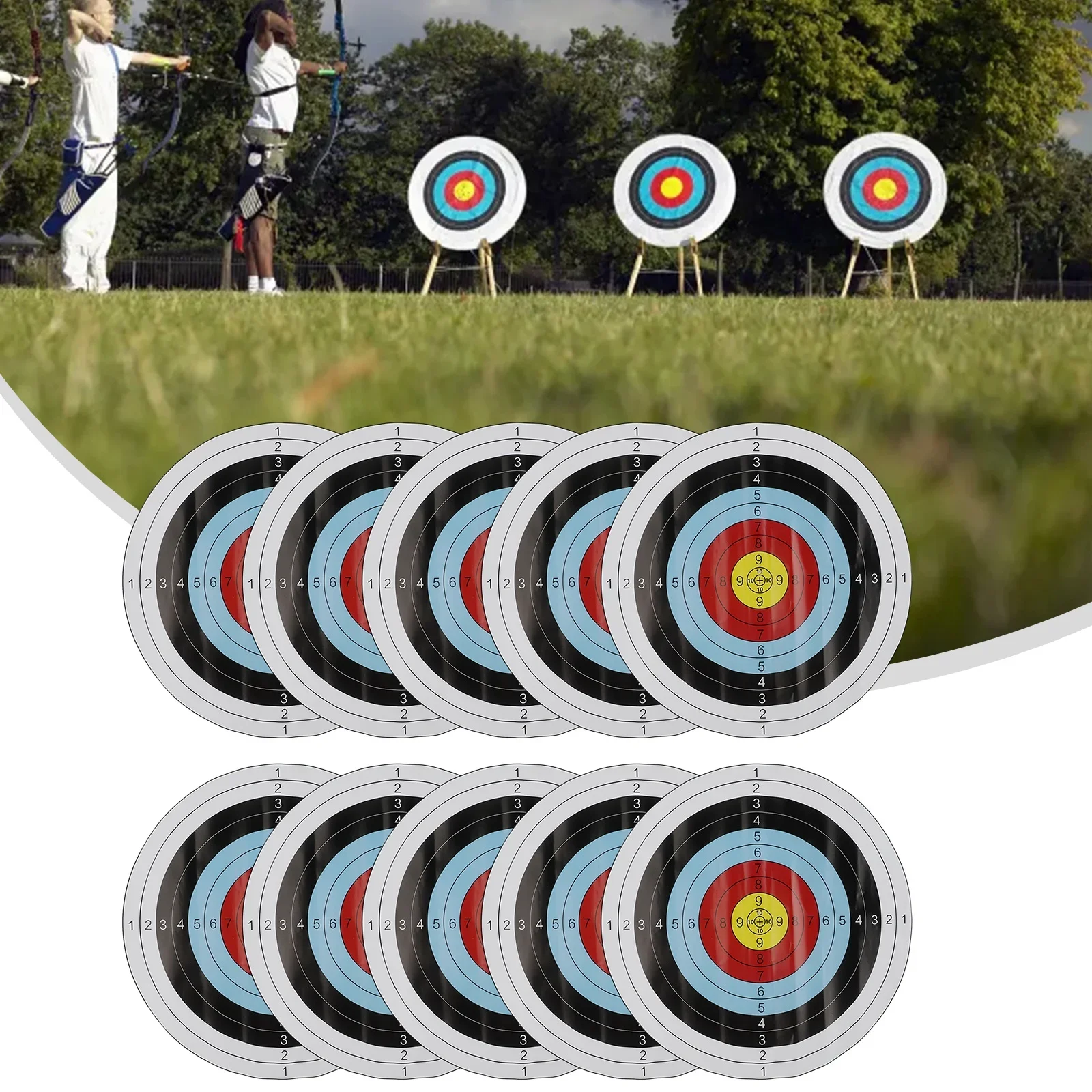 Archery Target Face - 10 buah target panahan kertas 40x40cm,