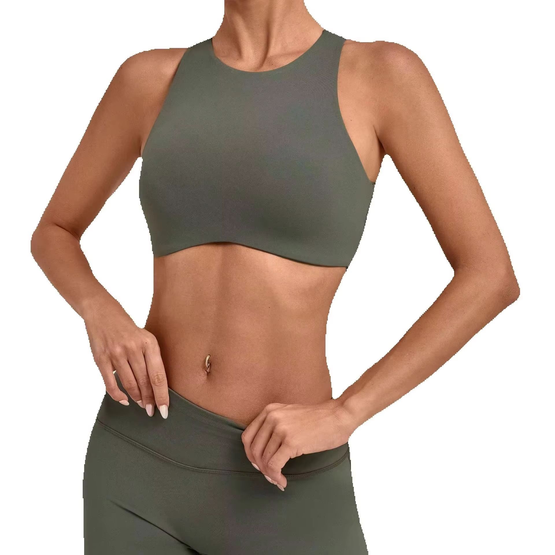 Sports Equipment Logos - Bra Olahraga Wanita Leher Tinggi Berbantalan