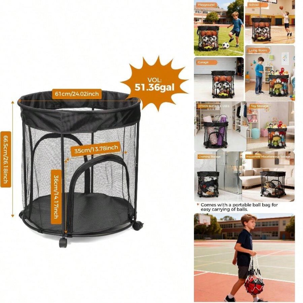 Troli Penyimpanan Bola Beroda  - Sports Equipment Cart On Wheels ulasan dan harga
